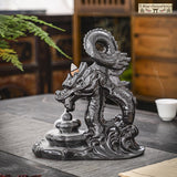 Ceramic Backflow Incense Burner Dragon Waterfall & 50pcs Cones