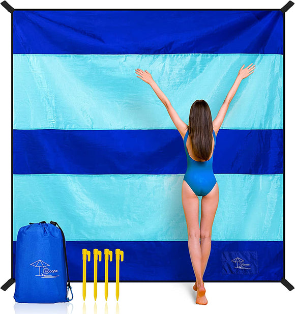 New! OCOOPA Diveblues Beach Blanket Sand proof 10'X 9' Fits 1-8 Adults Easy Pack -- Violet Blue