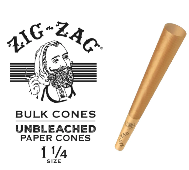 Zig-Zag® Unbleached Paper Cones 1 1/4 Size 100 Pack & Free Clipper Lighter