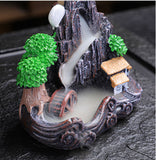 Backflow Incense Cone Burner Holder Mountain Waterfall & 20 Cones Gift Free