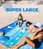 OCOOPA Diveblues Beach Blanket Sand proof 10'X 9' Fits 1-8 Adults Easy Pack -- Aqual Blue Bohemia
