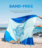 OCOOPA Diveblues Beach Blanket Sand proof 10'X 9' Fits 1-8 Adults Easy Pack -- Blue Sea Turtle