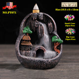 Backflow Incense Cone Burner Holder Mountain Waterfall & 20 Cones Gift Free