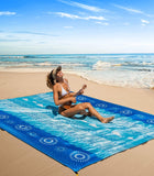OCOOPA Diveblues Beach Blanket Sand proof 10'X 9' Fits 1-8 Adults Easy Pack -- Aqual Blue Bohemia