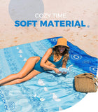 OCOOPA Diveblues Beach Blanket Sand proof 10'X 9' Fits 1-8 Adults Easy Pack -- Aqual Blue Bohemia