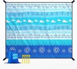 OCOOPA Diveblues Beach Blanket Sand proof 10'X 9' Fits 1-8 Adults Easy Pack -- Aqual Blue Bohemia