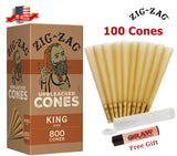 Zig-Zag® Unbleached Paper Cones King Size 100 Pack & Free Clipper Lighter