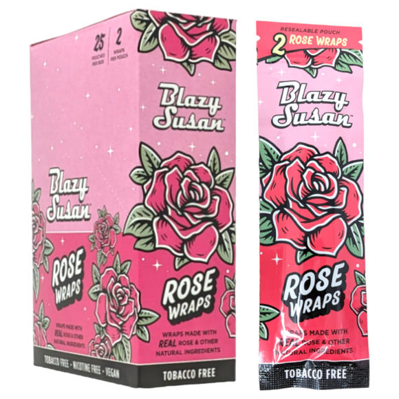 Authentic Blazy Susan Rose Pre-Rolls Wraps Made with Real Rose | Full Box 25cts