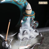 Ceramic Backflow Incense Burner Moon Waterfall & 20pcs Cones