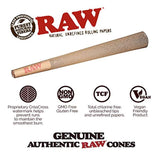 Authentic RAW Classic King Size Pre-Rolled Cones 200 Pack & Free Clipper Lighter