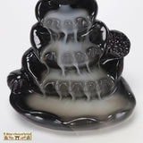 Ceramic Backflow Incense Cone Burner Holder Lotus Waterfall & 10Cones Gift Free